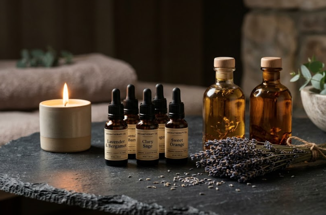Organic essential oils used in Thai aroma bodywork